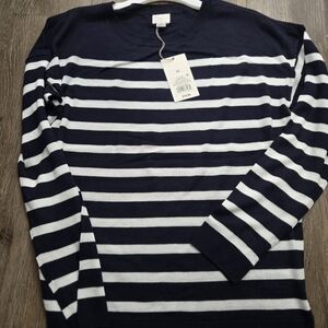 a new day Navy and White Striped Top